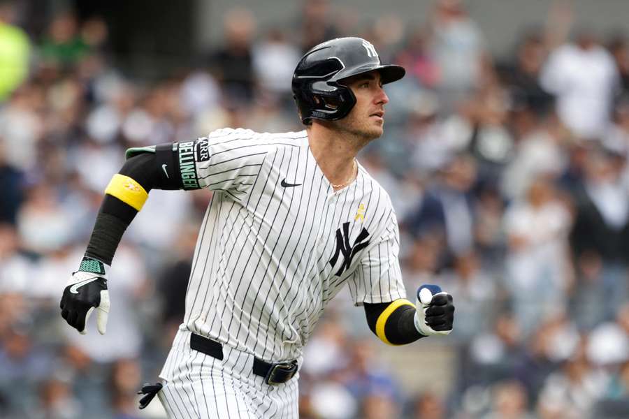 Yankees' Cody Bellinger runs after a hit