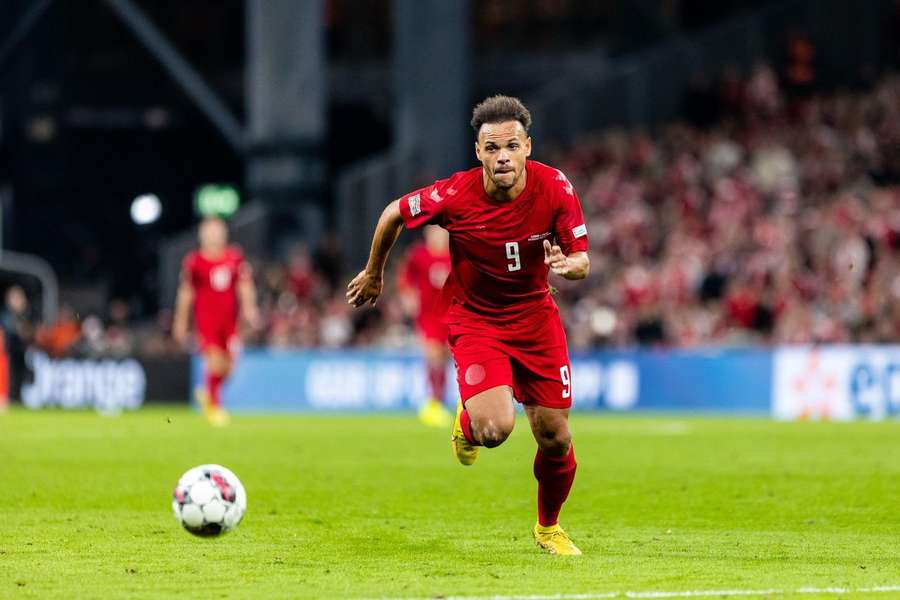 Martin Braithwaite i Nations League-kampen mod Frankrig.