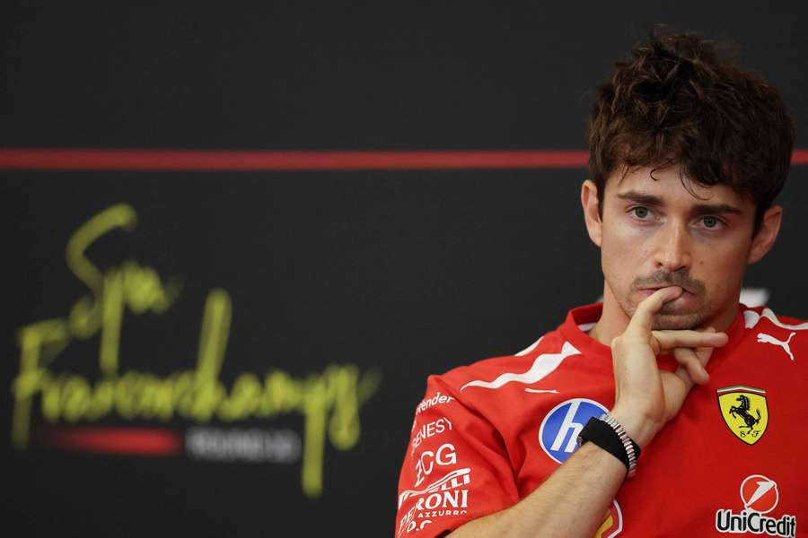 Charles Leclerc speaks to the press