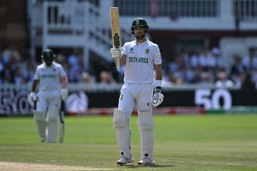 Aiden Markram acknowledges his century on Day 3 of the 2025 World Test Championship final.