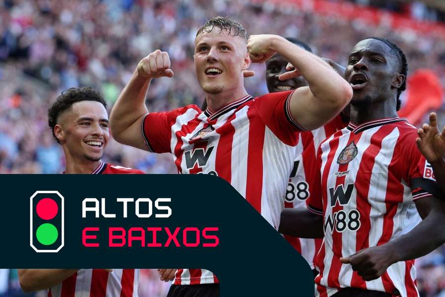 Dan Ballard, do Sunderland, celebra o seu golo contra o West Ham