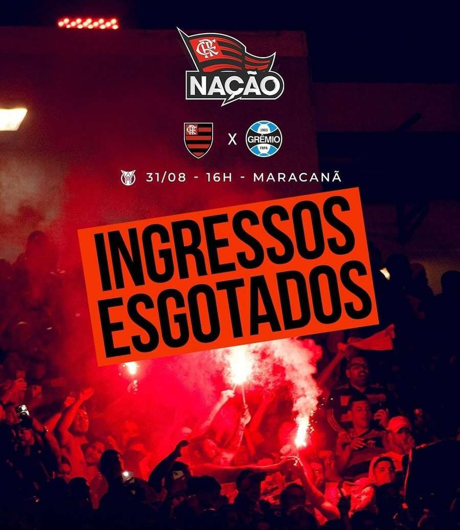 Flamengo anuncia ingressos esgotados no Maracanã Flamengo anuncia ingressos esgotados no Maracanã