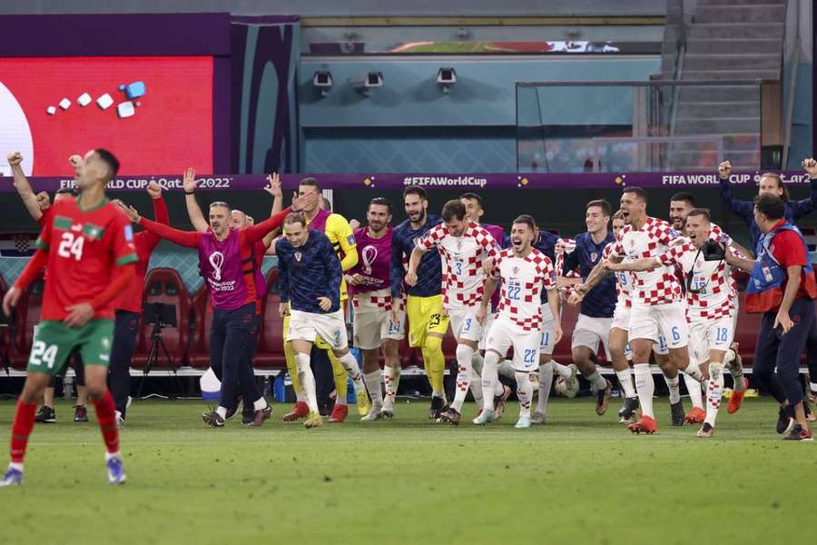 Chorvátska radosť po záverečnom hvizde duelu s Marokom.