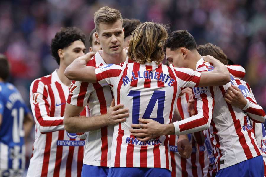 L'Atlético de Madrid célèbre son seul et unique but de la partie.