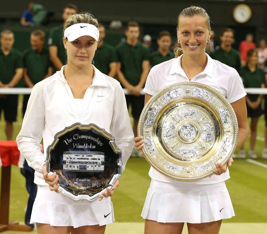 Eugenie Bouchardová s Petrou Kvitovou po wimbledonském finále