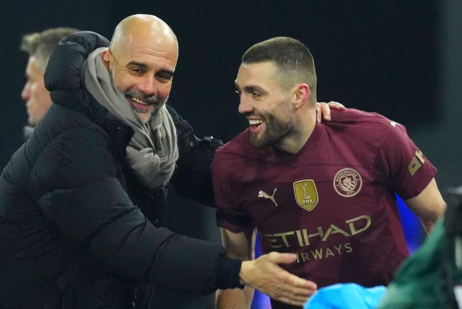 Manchester City manager Pep Guardiola substitutes Mateo Kovacic