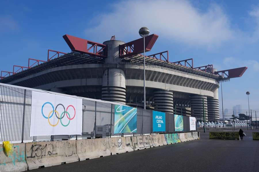 The San Siro ahead of the opening ceremony of the 2026 Winter Olympics