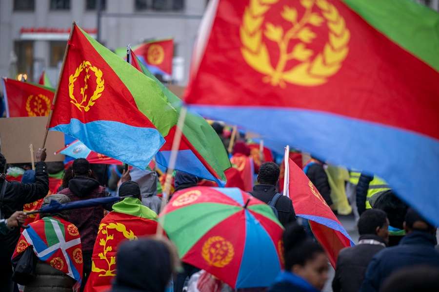 Een protest van mensen uit Eritrea in Duitsland (oktober 2023)