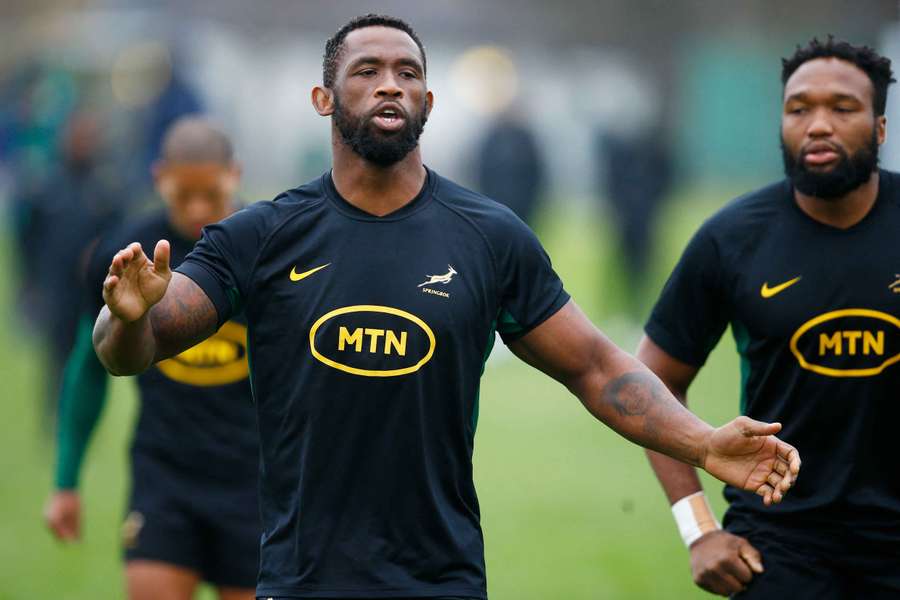 South Africa's Siya Kolisi takes part in a training session earlier this month