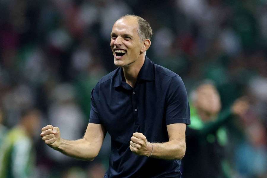 Tuchel celebrating qualification for the quarter-finals.