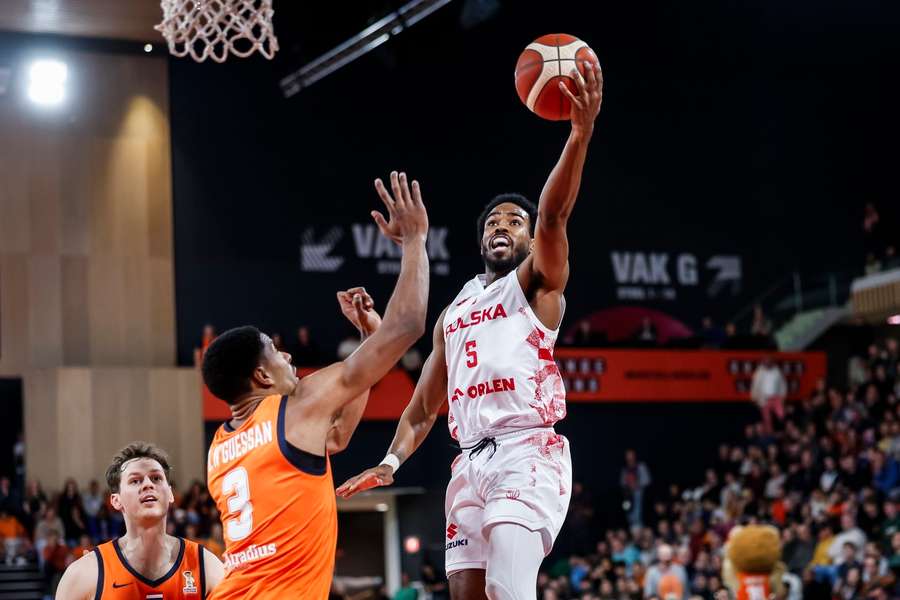 Jerrick Harding w barwach reprezentacji Polski w meczu z Holandią. Jerrick Harding w barwach reprezentacji Polski w meczu z Holandią.