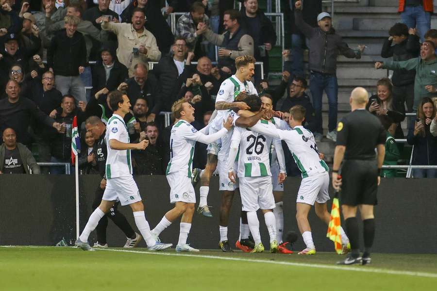 FC Groningen celebrate Thom van Bergen's 1-1 FC Groningen celebrate Thom van Bergen's 1-1