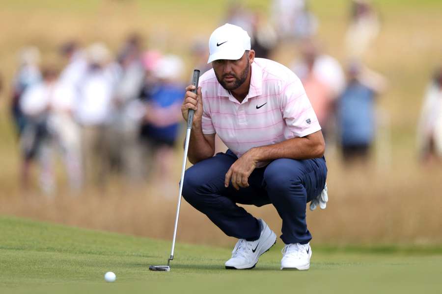 Scottie Scheffler on the eighth green on day two of the Scottish Open