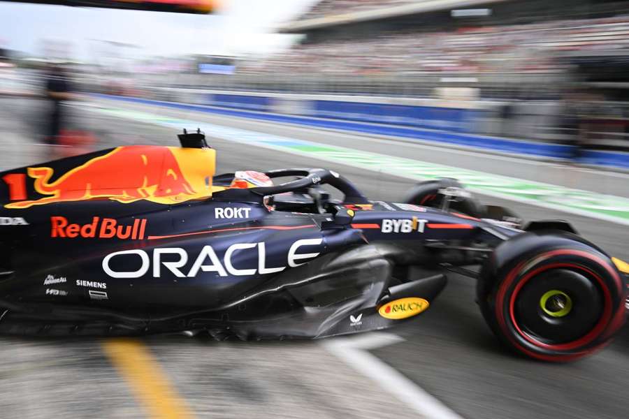 Max Verstappen leaves the box during the third free practice session of the Spanish F1 Grand Prix