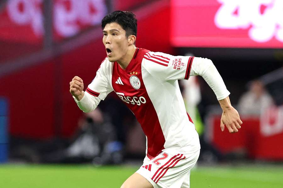 Ajax's Takehiro Tomiyasu in action during the Eredivisie game against Sparta Rotterdam