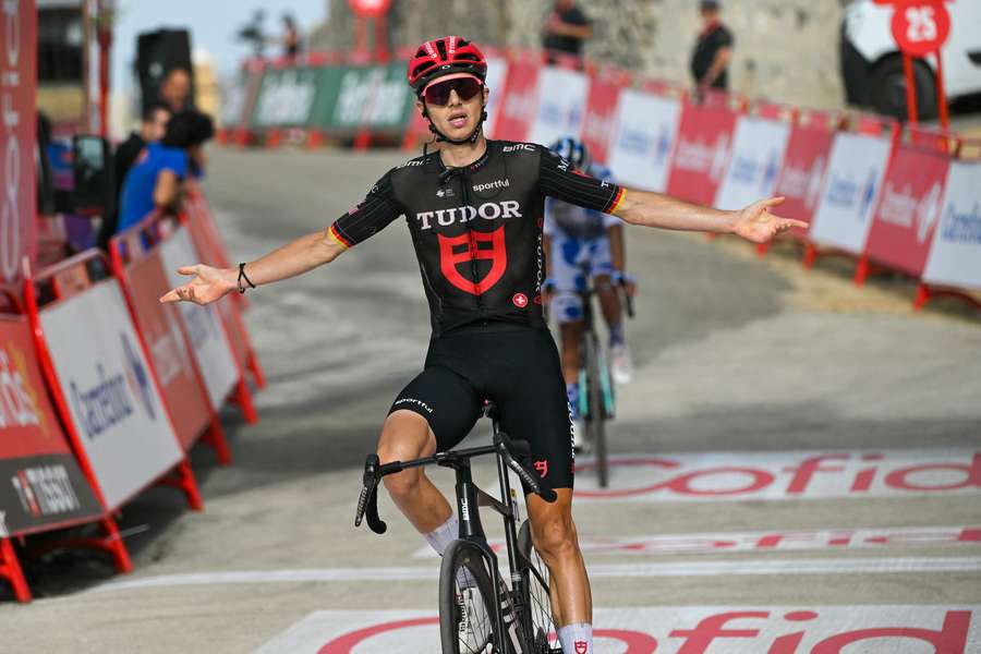 Marco Brenner celebrates his stage win Marco Brenner celebrates his stage win