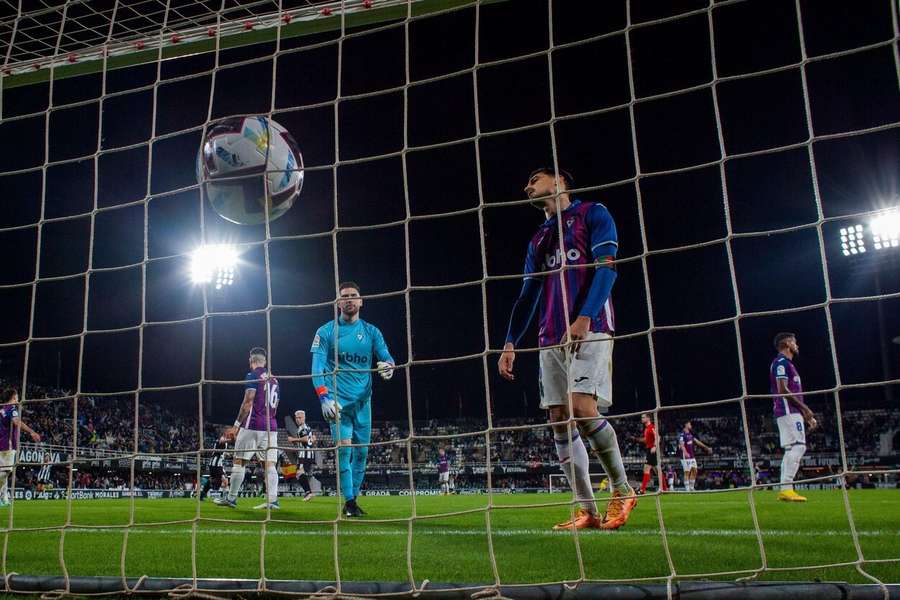 Eibar's goalie Luca Zidane after conceding a goal