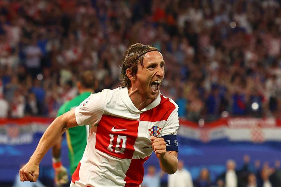Croatia's Luka Modric celebrates scoring their first goal