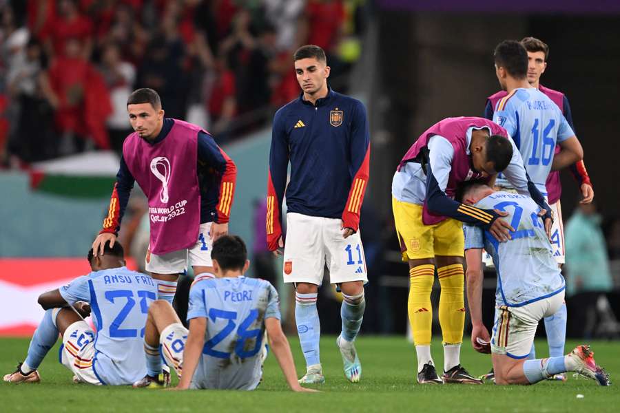 Jugadores España desolados tras el España-Marruecos