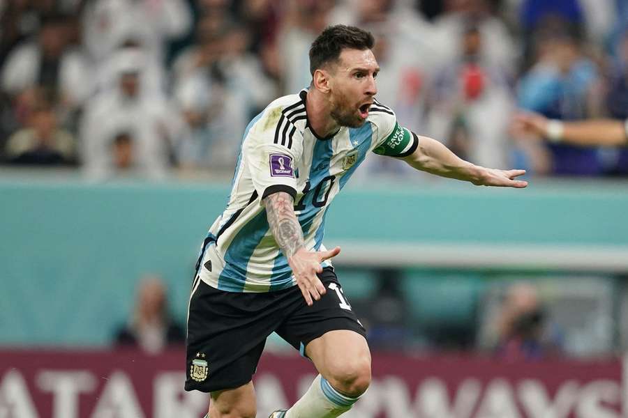 Lionel Messi na zijn treffer tegen Mexico