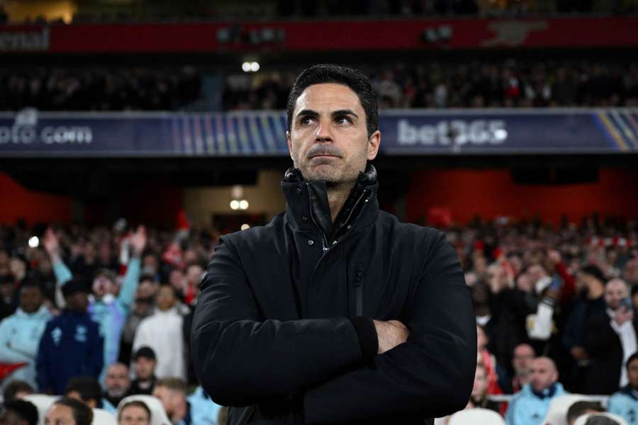 Mikel Arteta looking on during Arsenal's Champions League win over Real Madrid.