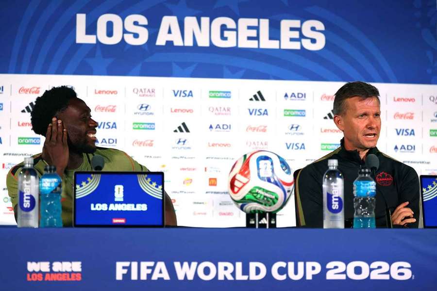 Canada captain Alphonso Davies (L) and Jesse Marsch (R)