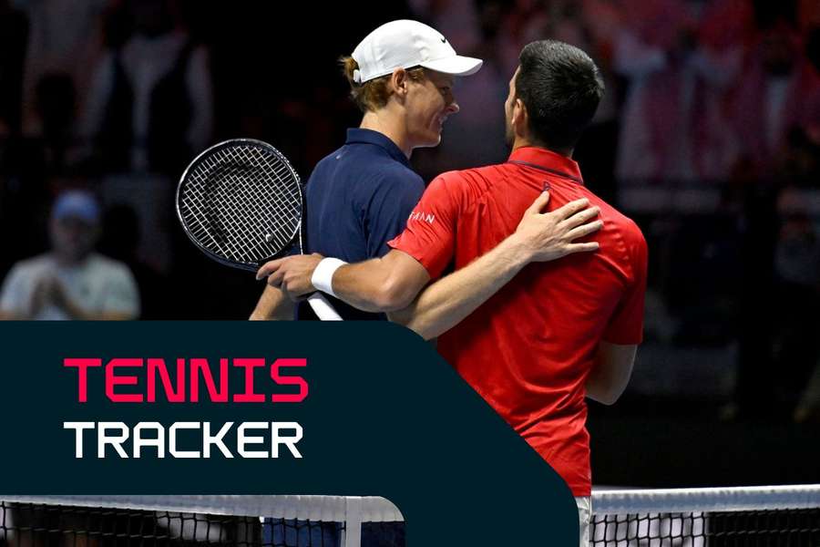 Sinner and Djokovic at the net