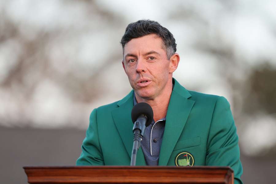 Rory McIlroy with his speech after winning the Masters
