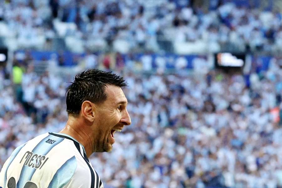 Leo Messi celebra su gol ante Cabo Verde