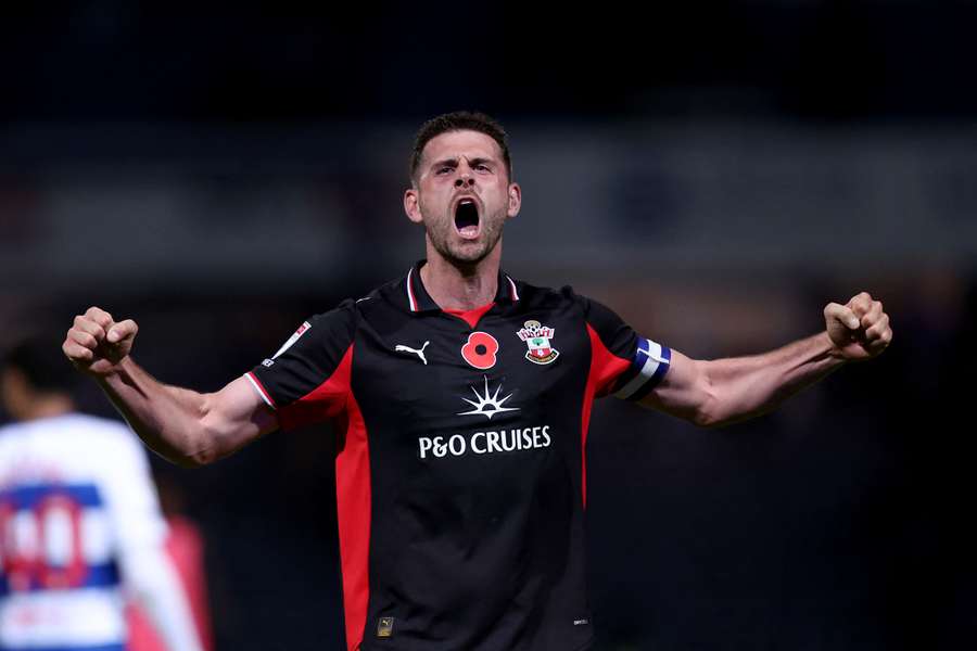 Jack Stephens of Southampton celebrates victory at full-time Jack Stephens of Southampton celebrates victory at full-time