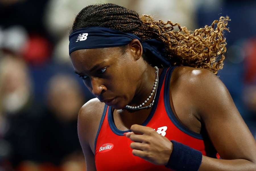 Coco Gauff of the US in action during her second-round match against Czech Republic's Katerina Siniakova