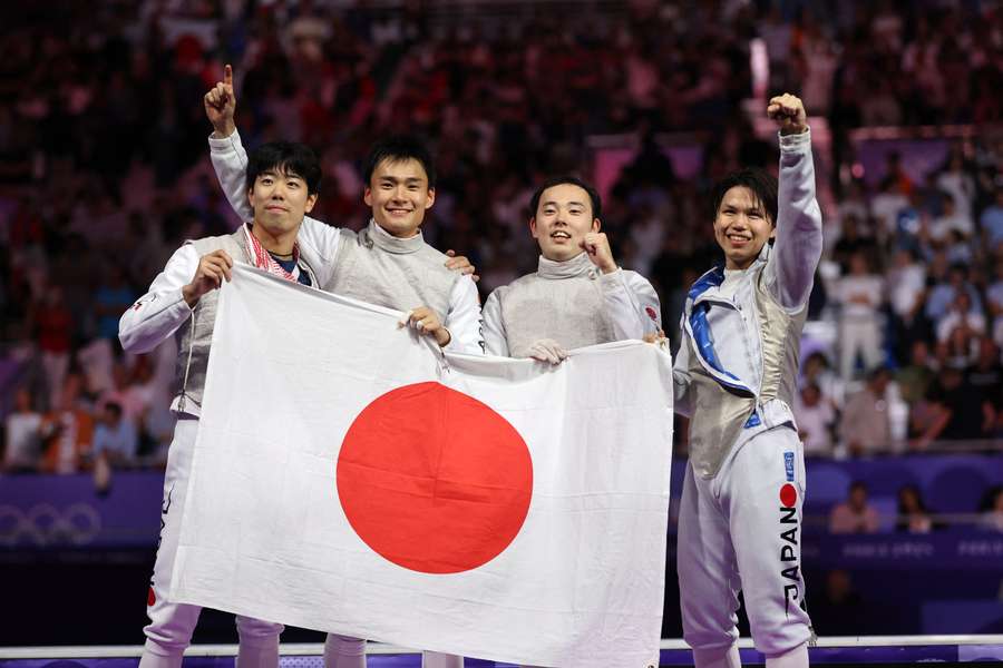 Japan celebrate fencing victory