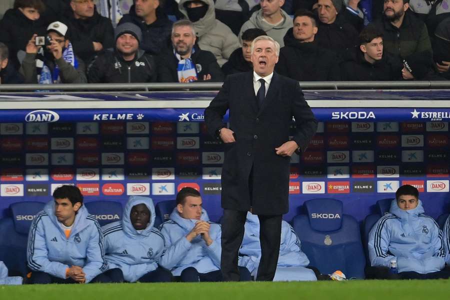 Carlo Ancelotti, durante el Espanyol-Real Madrid