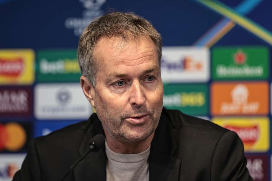 Kasper Hjulmand auf der Pressekonferenz am Montag.