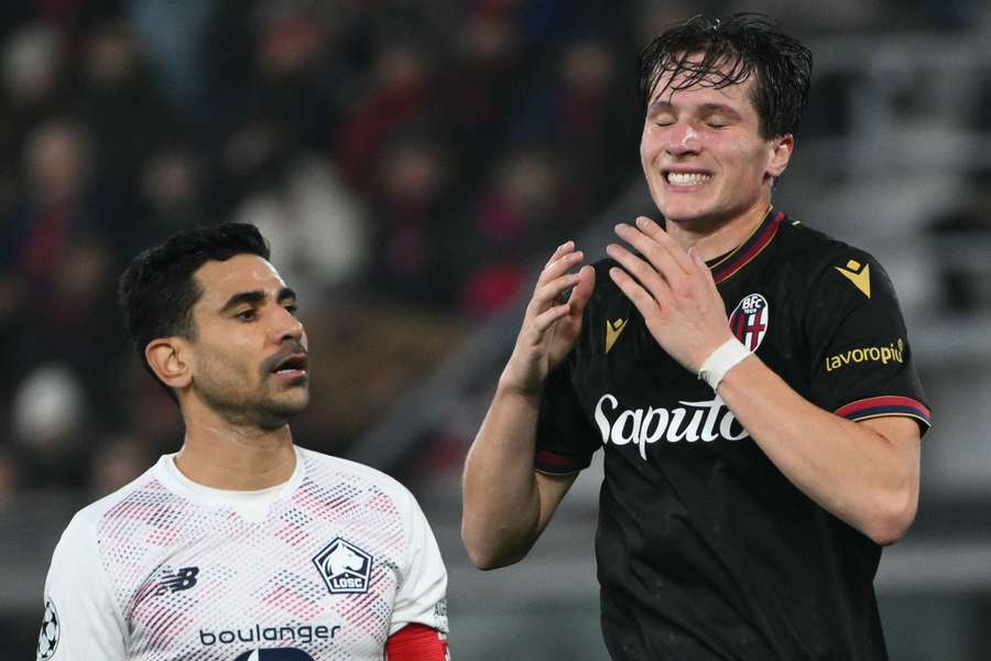 Giovanni Fabbian si lamenta durante il match col Lille