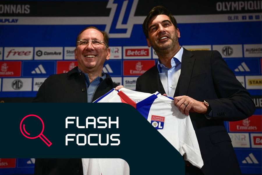 John Textor e Paulo Fonseca na apresentação do português como novo treinador, a 31 de janeiro
