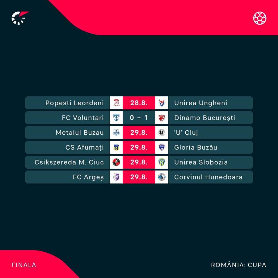 Rezultate play-off Cupa României + program 29 august