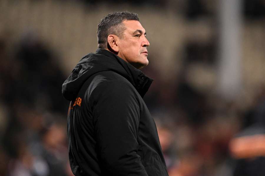 Departing Chiefs coach Clayton McMillan looks on during their Super Rugby Pacific final loss to Crusaders.