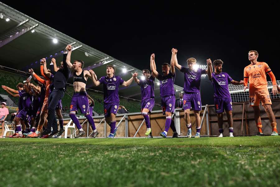 Perth Glory celebrate victory on an emotional night which featured a tribute to Dylan Tombides. Perth Glory celebrate victory on an emotional night which featured a tribute to Dylan Tombides.