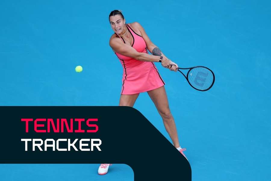 Sabalenka hits a backhand in the Miami final