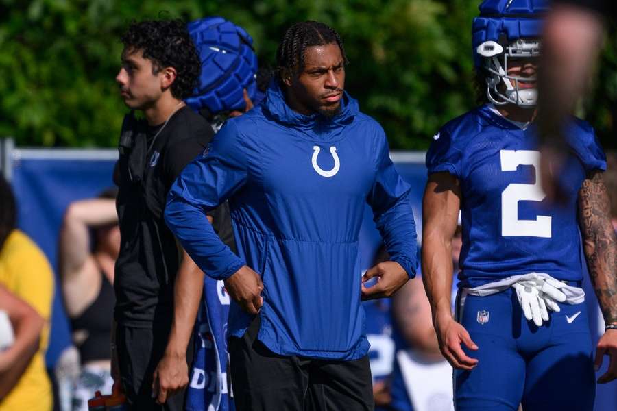 Taylor op de Colts-training, zonder uitrusting