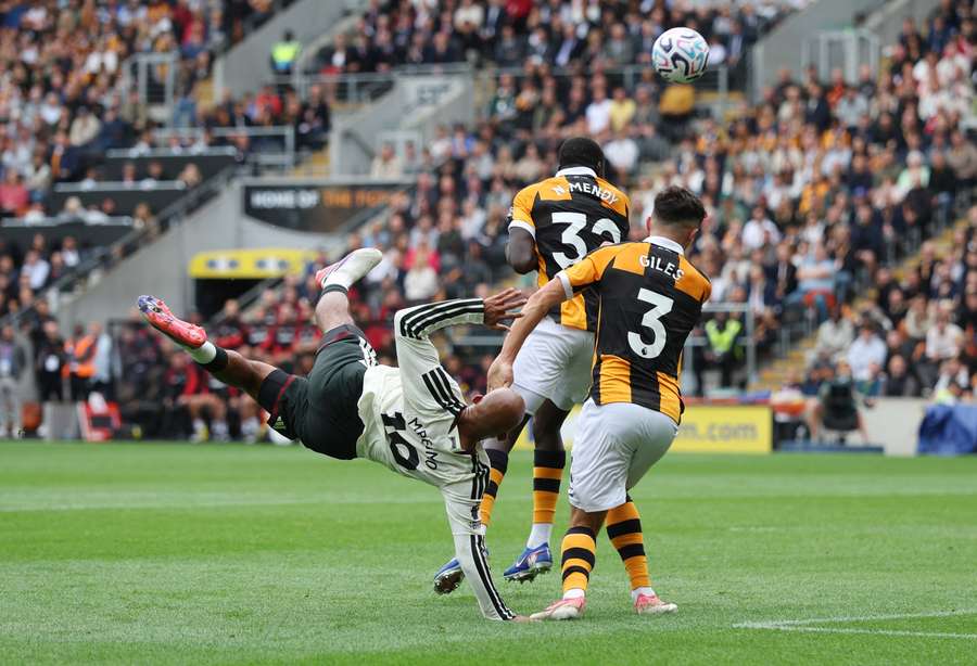 Bryan Mbeumo tries his luck