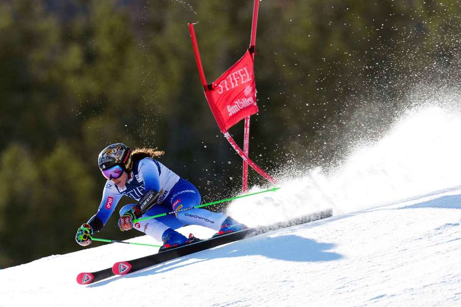 Federica Brignone of Italy during the first run of the women's giant slalom race in the 2025 FIS Ski World Cup at Sun Valley