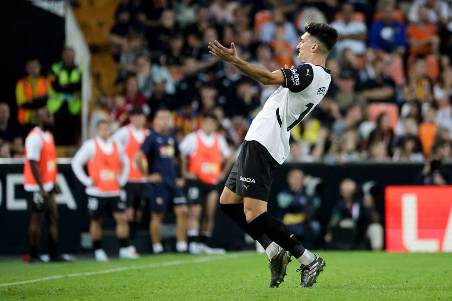 Pepelu, celebrando su ante Las Palmas