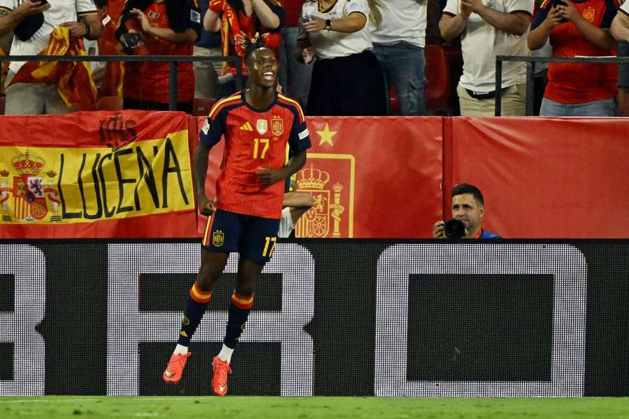Nico Williams celebra su gol en Sevilla Nico Williams celebra su gol en Sevilla