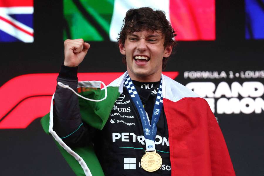 Antonelli celebrates winning in Monaco