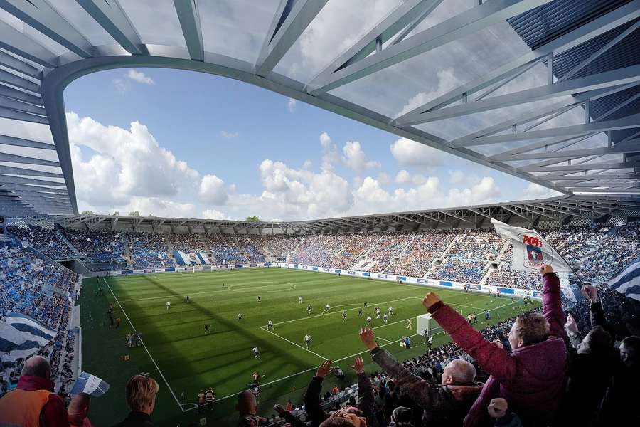 Skovens Arena som det vil tage sig ud fra sommeren 2026