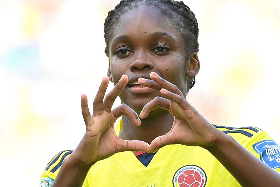Colombia's Linda Caicedo celebrates scoring her team's second goal against South Korea