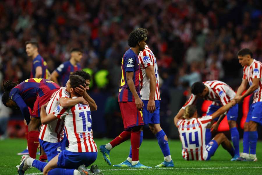 Atlético Madrid festeja o triunfo Atlético Madrid festeja o triunfo