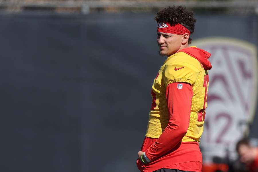 Patrick Mahomes détendu cette semaine à l'entraînement.